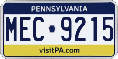 PA license plate MEC9215