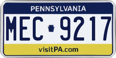 PA license plate MEC9217
