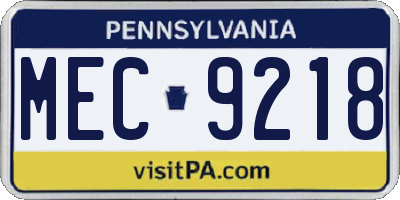 PA license plate MEC9218