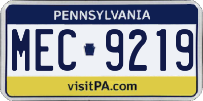 PA license plate MEC9219
