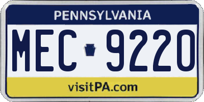 PA license plate MEC9220