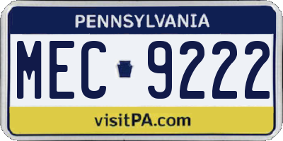 PA license plate MEC9222