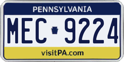 PA license plate MEC9224