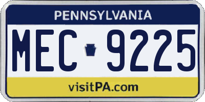 PA license plate MEC9225