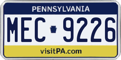 PA license plate MEC9226