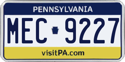 PA license plate MEC9227