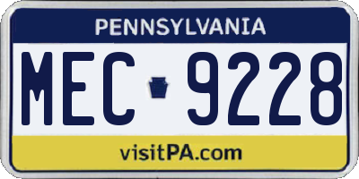 PA license plate MEC9228