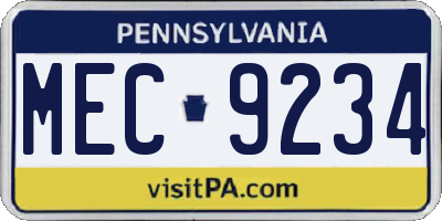 PA license plate MEC9234