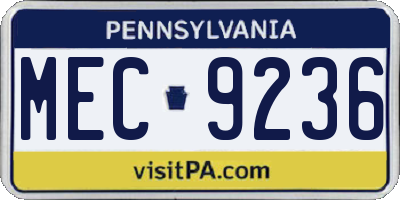 PA license plate MEC9236