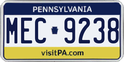 PA license plate MEC9238