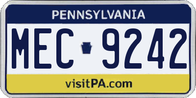 PA license plate MEC9242
