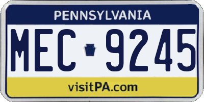 PA license plate MEC9245