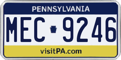 PA license plate MEC9246
