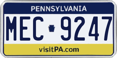 PA license plate MEC9247