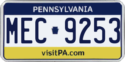 PA license plate MEC9253