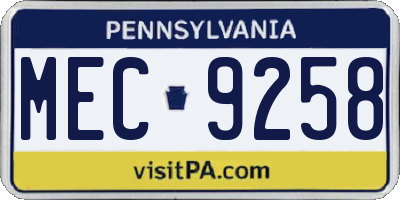 PA license plate MEC9258