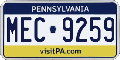 PA license plate MEC9259