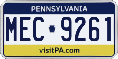 PA license plate MEC9261