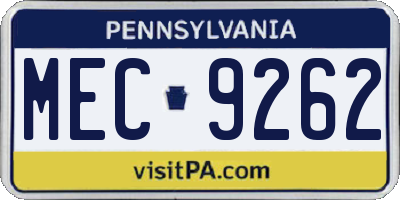 PA license plate MEC9262