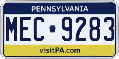 PA license plate MEC9283