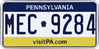 PA license plate MEC9284