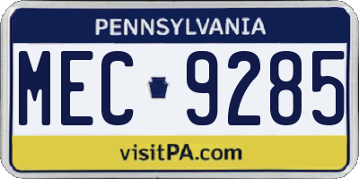 PA license plate MEC9285