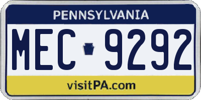 PA license plate MEC9292
