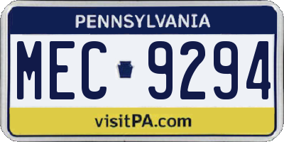 PA license plate MEC9294