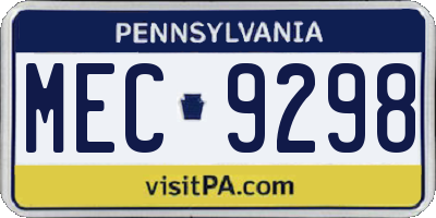 PA license plate MEC9298