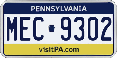 PA license plate MEC9302