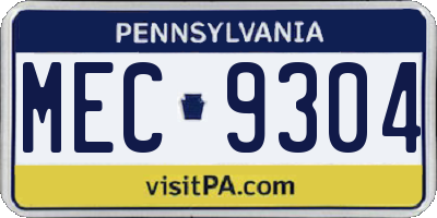 PA license plate MEC9304