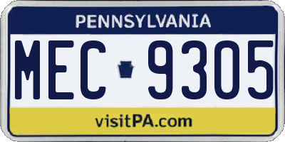 PA license plate MEC9305
