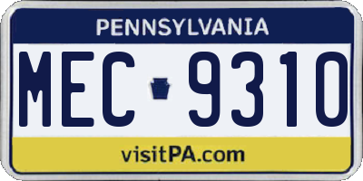 PA license plate MEC9310