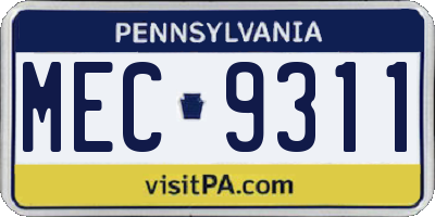 PA license plate MEC9311