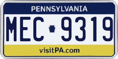PA license plate MEC9319