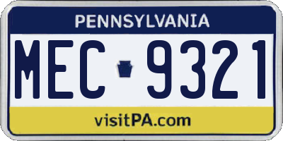 PA license plate MEC9321