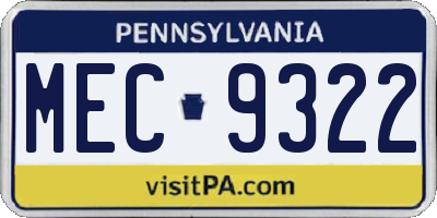 PA license plate MEC9322