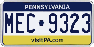 PA license plate MEC9323