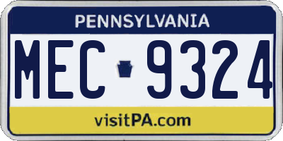PA license plate MEC9324