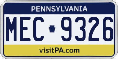 PA license plate MEC9326