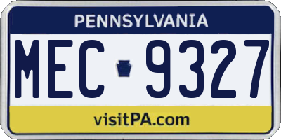 PA license plate MEC9327