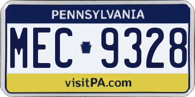 PA license plate MEC9328
