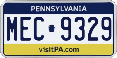 PA license plate MEC9329