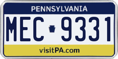 PA license plate MEC9331