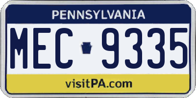 PA license plate MEC9335
