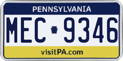 PA license plate MEC9346