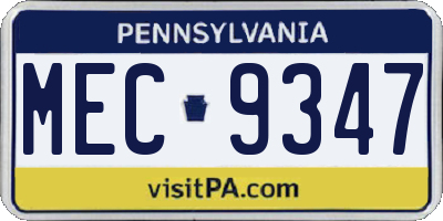 PA license plate MEC9347