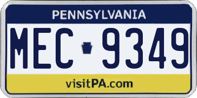 PA license plate MEC9349