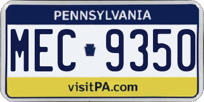 PA license plate MEC9350