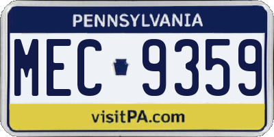 PA license plate MEC9359